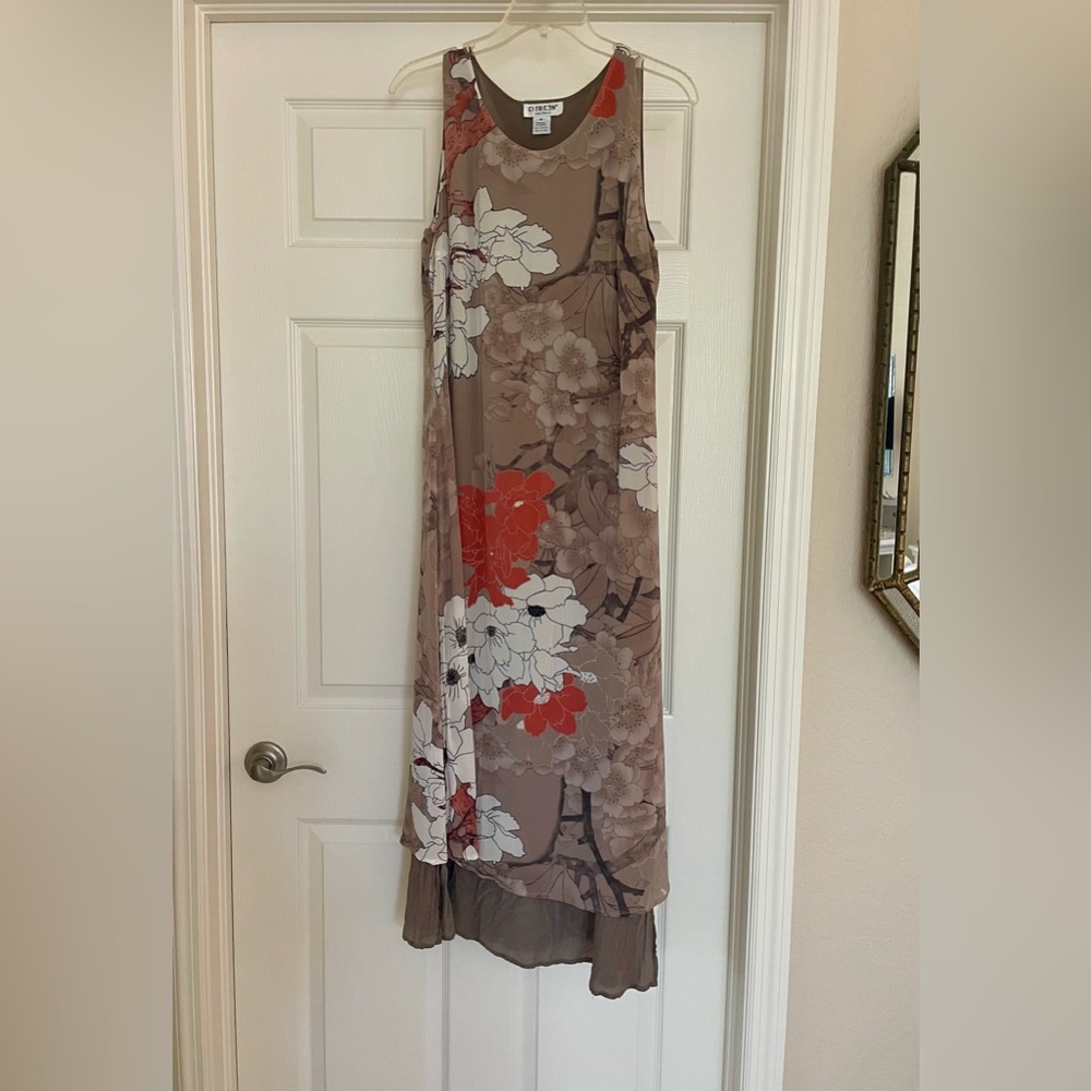 Citron Santa Monica Silk Maxi Dress Asian Inspired Mediumm